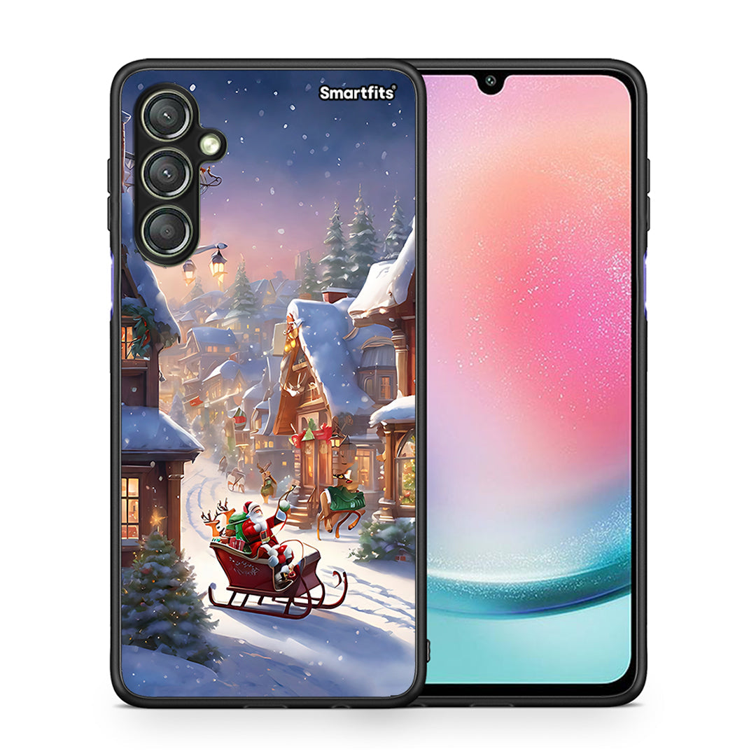 Θήκη Samsung Galaxy A24 4G Christmas Snow από τη Smartfits με σχέδιο στο πίσω μέρος και μαύρο περίβλημα | Samsung Galaxy A24 4G Christmas Snow Case with Colorful Back and Black Bezels