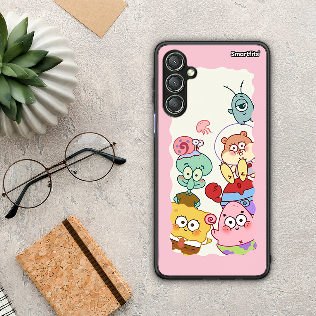 Θήκη Samsung Galaxy A24 4G Cute Companion από τη Smartfits με σχέδιο στο πίσω μέρος και μαύρο περίβλημα | Samsung Galaxy A24 4G Cute Companion Case with Colorful Back and Black Bezels