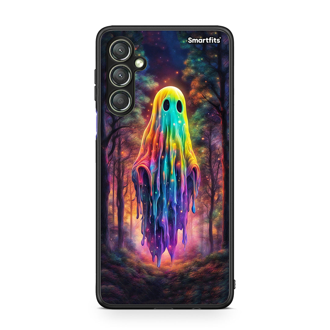 Θήκη Samsung Galaxy A24 4G Halloween Ghost από τη Smartfits με σχέδιο στο πίσω μέρος και μαύρο περίβλημα | Samsung Galaxy A24 4G Halloween Ghost Case with Colorful Back and Black Bezels