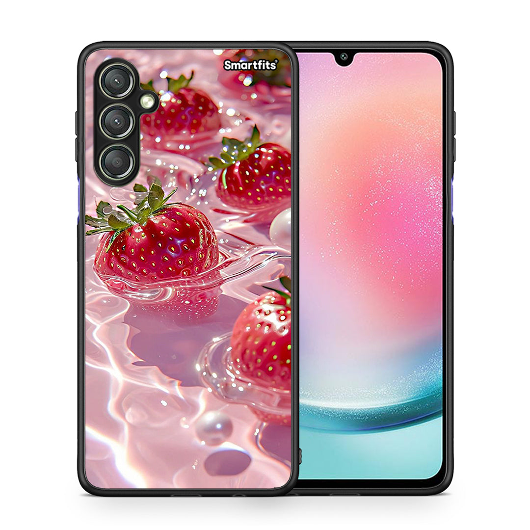 Θήκη Samsung Galaxy A24 4G Juicy Strawberries από τη Smartfits με σχέδιο στο πίσω μέρος και μαύρο περίβλημα | Samsung Galaxy A24 4G Juicy Strawberries Case with Colorful Back and Black Bezels