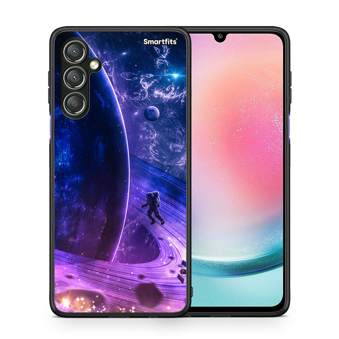 Θήκη Samsung Galaxy A24 4G Lost Astronaut από τη Smartfits με σχέδιο στο πίσω μέρος και μαύρο περίβλημα | Samsung Galaxy A24 4G Lost Astronaut Case with Colorful Back and Black Bezels