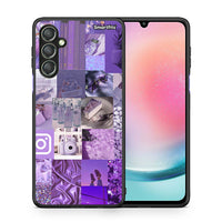 Thumbnail for Θήκη Samsung Galaxy A24 4G Purple Aesthetic Collage από τη Smartfits με σχέδιο στο πίσω μέρος και μαύρο περίβλημα | Samsung Galaxy A24 4G Purple Aesthetic Collage Case with Colorful Back and Black Bezels