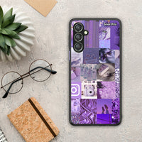 Thumbnail for Θήκη Samsung Galaxy A24 4G Purple Aesthetic Collage από τη Smartfits με σχέδιο στο πίσω μέρος και μαύρο περίβλημα | Samsung Galaxy A24 4G Purple Aesthetic Collage Case with Colorful Back and Black Bezels