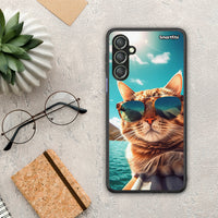 Thumbnail for Θήκη Samsung Galaxy A24 4G Summer Cat από τη Smartfits με σχέδιο στο πίσω μέρος και μαύρο περίβλημα | Samsung Galaxy A24 4G Summer Cat Case with Colorful Back and Black Bezels