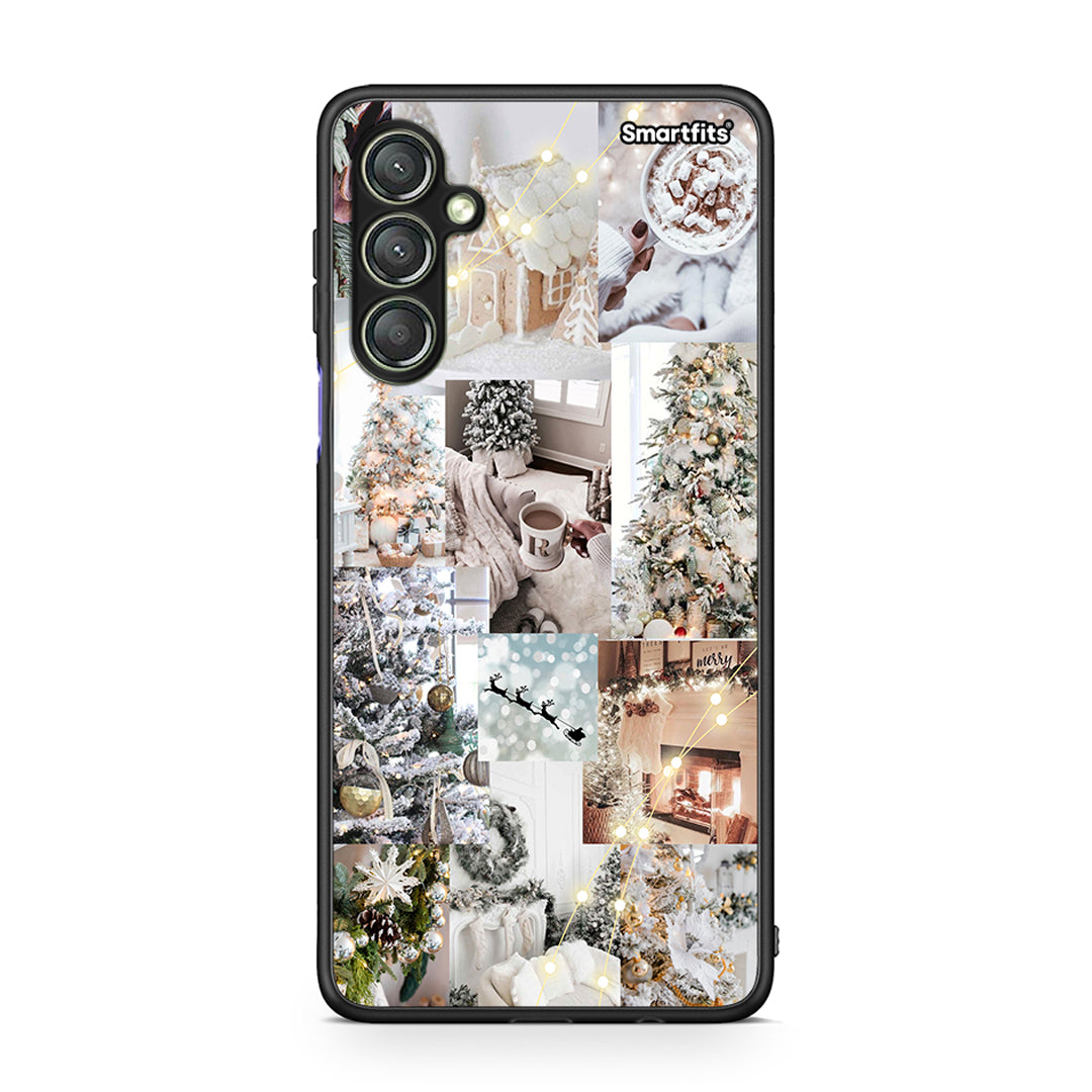 Θήκη Samsung Galaxy A24 4G White Christmas από τη Smartfits με σχέδιο στο πίσω μέρος και μαύρο περίβλημα | Samsung Galaxy A24 4G White Christmas Case with Colorful Back and Black Bezels
