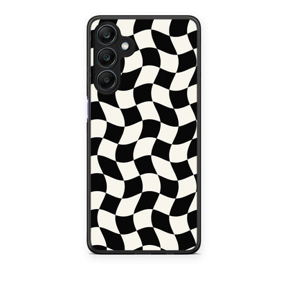 Θήκη Samsung Galaxy A25 5G Black and Cream Wavy Checkerboard από τη Smartfits με σχέδιο στο πίσω μέρος και μαύρο περίβλημα | Samsung Galaxy A25 5G Black and Cream Wavy Checkerboard case with colorful back and black bezels