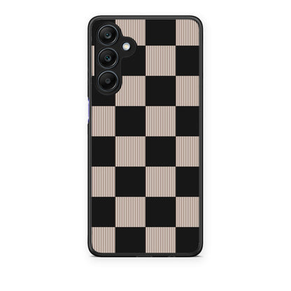 Θήκη Samsung Galaxy A25 5G Black and Taupe Striped Checks από τη Smartfits με σχέδιο στο πίσω μέρος και μαύρο περίβλημα | Samsung Galaxy A25 5G Black and Taupe Striped Checks case with colorful back and black bezels