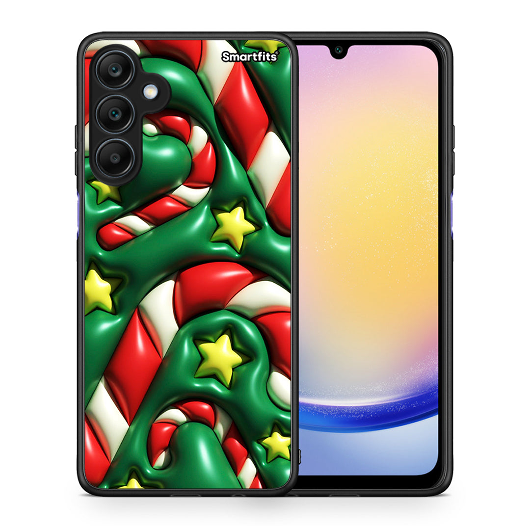 Θήκη Samsung Galaxy A25 5G Christmas Bubbles από τη Smartfits με σχέδιο στο πίσω μέρος και μαύρο περίβλημα | Samsung Galaxy A25 5G Christmas Bubbles case with colorful back and black bezels