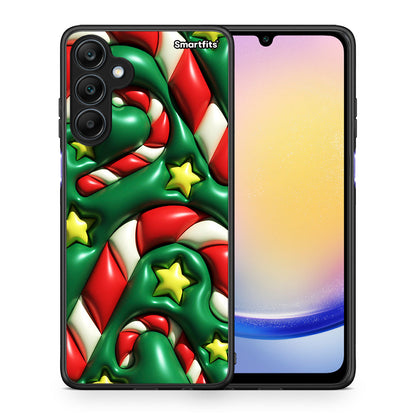 Θήκη Samsung Galaxy A25 5G Christmas Bubbles από τη Smartfits με σχέδιο στο πίσω μέρος και μαύρο περίβλημα | Samsung Galaxy A25 5G Christmas Bubbles case with colorful back and black bezels