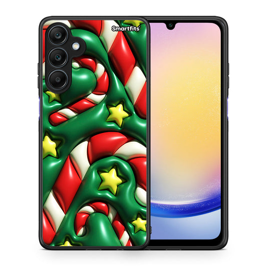 Θήκη Samsung Galaxy A25 5G Christmas Bubbles από τη Smartfits με σχέδιο στο πίσω μέρος και μαύρο περίβλημα | Samsung Galaxy A25 5G Christmas Bubbles case with colorful back and black bezels
