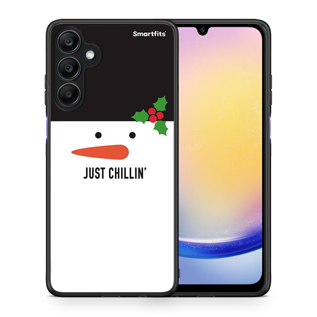 Θήκη Samsung Galaxy A25 5G Christmas Chillin από τη Smartfits με σχέδιο στο πίσω μέρος και μαύρο περίβλημα | Samsung Galaxy A25 5G Christmas Chillin case with colorful back and black bezels