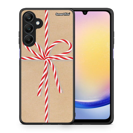 Θήκη Samsung Galaxy A25 5G Christmas Gift από τη Smartfits με σχέδιο στο πίσω μέρος και μαύρο περίβλημα | Samsung Galaxy A25 5G Christmas Gift case with colorful back and black bezels
