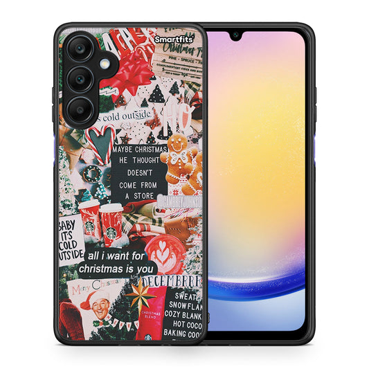 Θήκη Samsung Galaxy A25 5G Christmas Happiness από τη Smartfits με σχέδιο στο πίσω μέρος και μαύρο περίβλημα | Samsung Galaxy A25 5G Christmas Happiness case with colorful back and black bezels