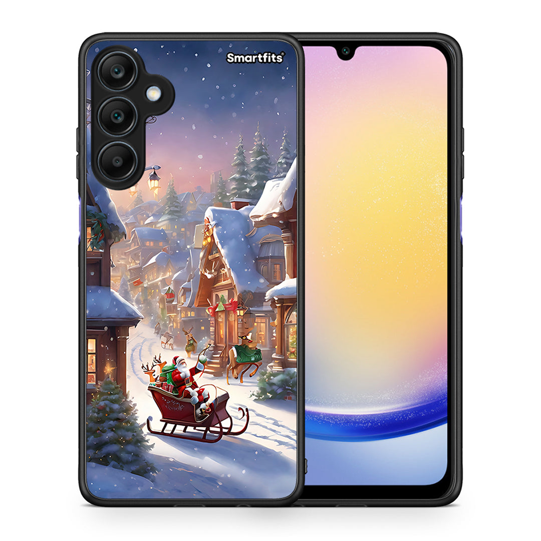 Θήκη Samsung Galaxy A25 5G Christmas Snow από τη Smartfits με σχέδιο στο πίσω μέρος και μαύρο περίβλημα | Samsung Galaxy A25 5G Christmas Snow case with colorful back and black bezels