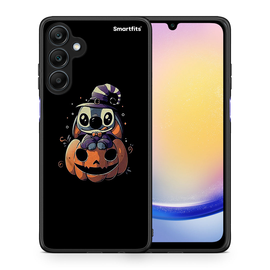 Θήκη Samsung Galaxy A25 5G Halloween Stitch από τη Smartfits με σχέδιο στο πίσω μέρος και μαύρο περίβλημα | Samsung Galaxy A25 5G Halloween Stitch case with colorful back and black bezels
