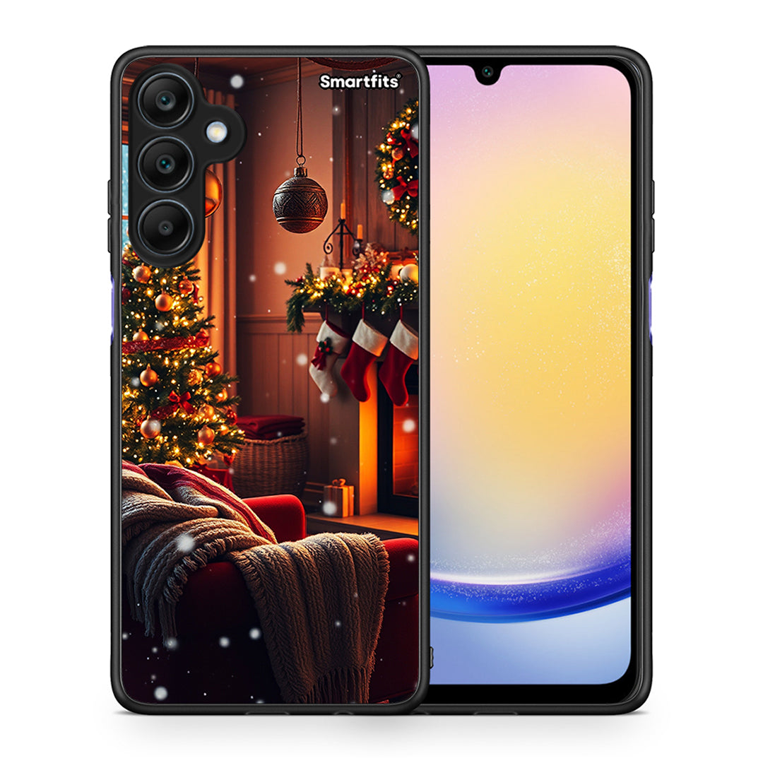 Θήκη Samsung Galaxy A25 5G Home For Christmas από τη Smartfits με σχέδιο στο πίσω μέρος και μαύρο περίβλημα | Samsung Galaxy A25 5G Home For Christmas case with colorful back and black bezels