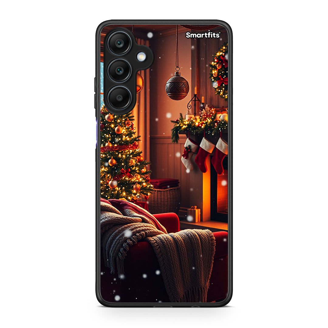 Samsung Galaxy A25 5G Home For Christmas θήκη από τη Smartfits με σχέδιο στο πίσω μέρος και μαύρο περίβλημα | Smartphone case with colorful back and black bezels by Smartfits