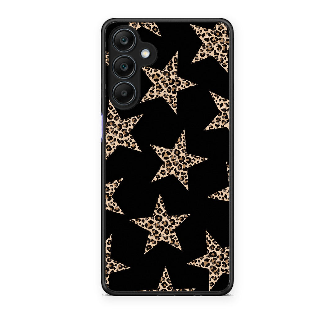 Θήκη Samsung Galaxy A25 5G Leopard Stars on Black από τη Smartfits με σχέδιο στο πίσω μέρος και μαύρο περίβλημα | Samsung Galaxy A25 5G Leopard Stars on Black case with colorful back and black bezels