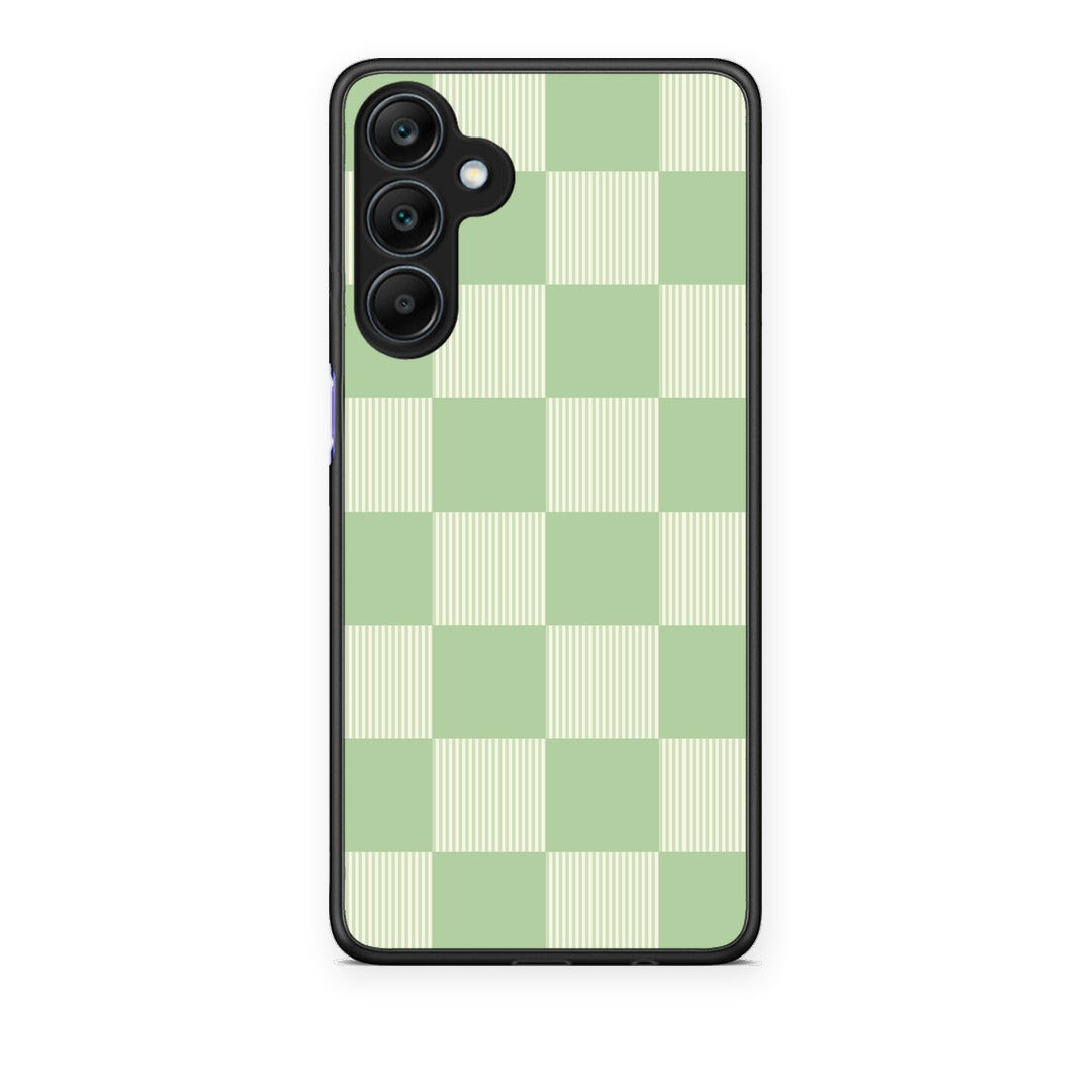 Θήκη Samsung Galaxy A25 5G Sage and Cream Striped Checks από τη Smartfits με σχέδιο στο πίσω μέρος και μαύρο περίβλημα | Samsung Galaxy A25 5G Sage and Cream Striped Checks case with colorful back and black bezels