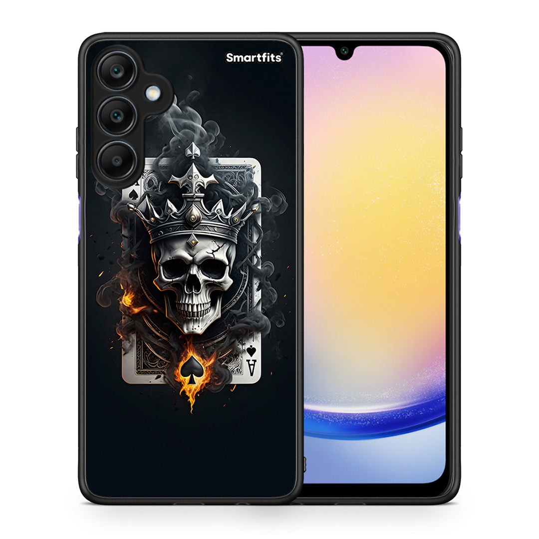 Θήκη Samsung Galaxy A25 5G Skull King Ace από τη Smartfits με σχέδιο στο πίσω μέρος και μαύρο περίβλημα | Samsung Galaxy A25 5G Skull King Ace case with colorful back and black bezels