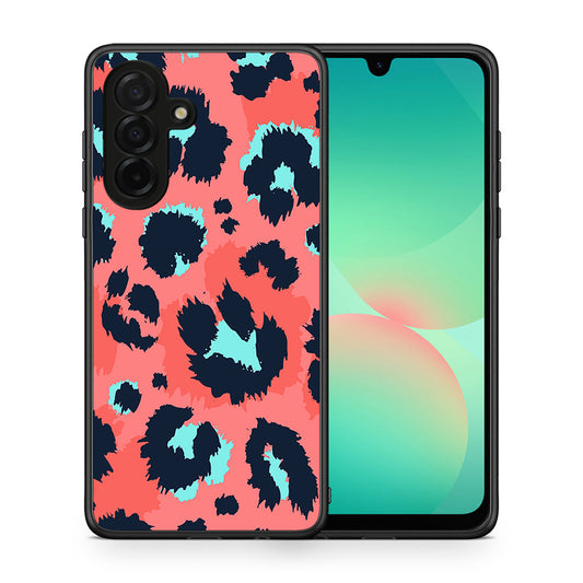 Θήκη Samsung Galaxy A26 5G Pink Leopard Animal από τη Smartfits με σχέδιο στο πίσω μέρος και μαύρο περίβλημα | Samsung Galaxy A26 5G Pink Leopard Animal case with colorful back and black bezels