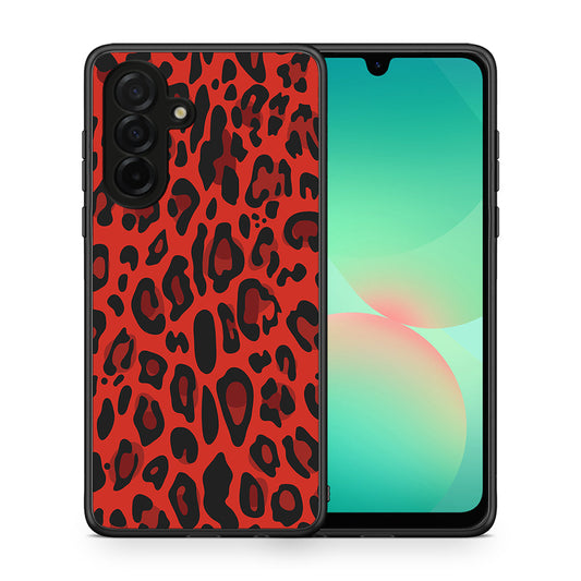Θήκη Samsung Galaxy A26 5G Red Leopard Animal από τη Smartfits με σχέδιο στο πίσω μέρος και μαύρο περίβλημα | Samsung Galaxy A26 5G Red Leopard Animal case with colorful back and black bezels