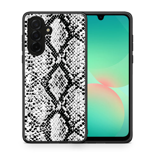 Θήκη Samsung Galaxy A26 5G White Snake Animal από τη Smartfits με σχέδιο στο πίσω μέρος και μαύρο περίβλημα | Samsung Galaxy A26 5G White Snake Animal case with colorful back and black bezels