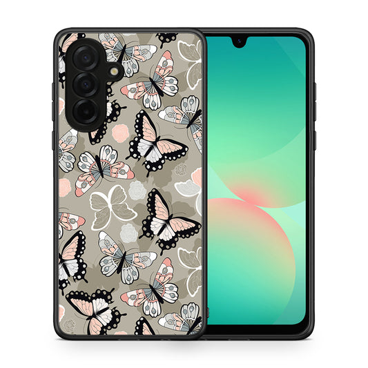 Θήκη Samsung Galaxy A26 5G Butterflies Boho από τη Smartfits με σχέδιο στο πίσω μέρος και μαύρο περίβλημα | Samsung Galaxy A26 5G Butterflies Boho case with colorful back and black bezels