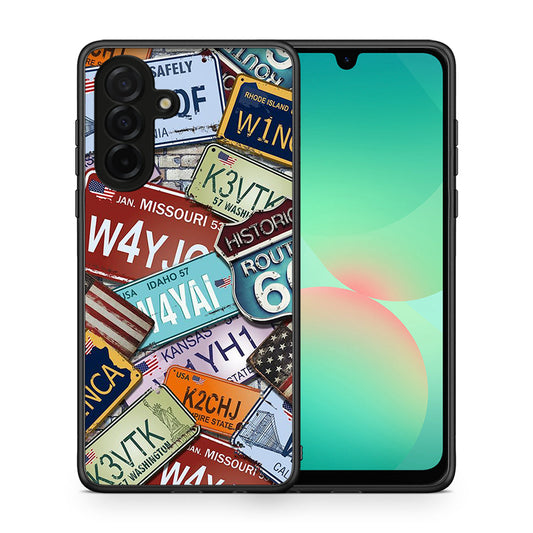 Θήκη Samsung Galaxy A26 5G Car Plates από τη Smartfits με σχέδιο στο πίσω μέρος και μαύρο περίβλημα | Samsung Galaxy A26 5G Car Plates case with colorful back and black bezels