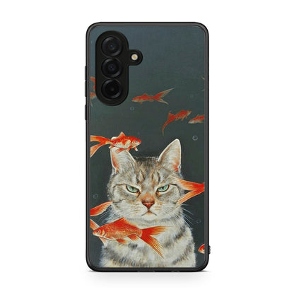 Samsung Galaxy A26 5G Cat Goldfish θήκη από τη Smartfits με σχέδιο στο πίσω μέρος και μαύρο περίβλημα | Smartphone case with colorful back and black bezels by Smartfits