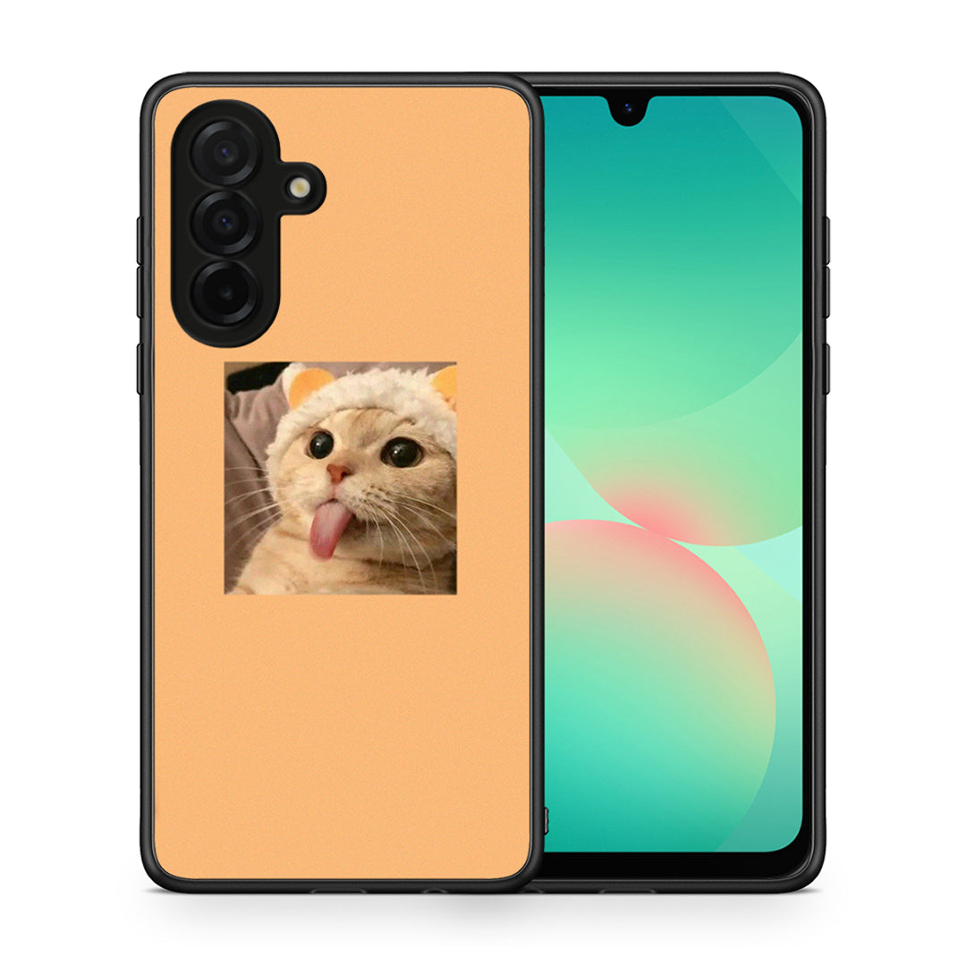 Θήκη Samsung Galaxy A26 5G Cat Tongue από τη Smartfits με σχέδιο στο πίσω μέρος και μαύρο περίβλημα | Samsung Galaxy A26 5G Cat Tongue case with colorful back and black bezels