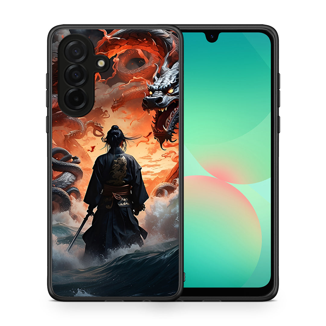 Θήκη Samsung Galaxy A26 5G Dragons Fight από τη Smartfits με σχέδιο στο πίσω μέρος και μαύρο περίβλημα | Samsung Galaxy A26 5G Dragons Fight case with colorful back and black bezels
