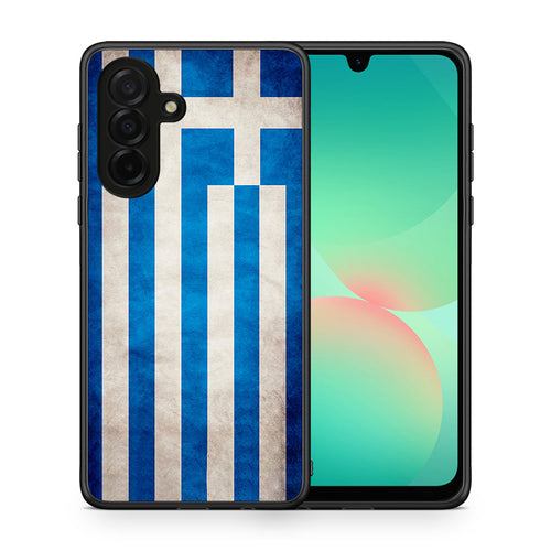 Θήκη Samsung Galaxy A26 5G Greek Flag από τη Smartfits με σχέδιο στο πίσω μέρος και μαύρο περίβλημα | Samsung Galaxy A26 5G Greek Flag case with colorful back and black bezels