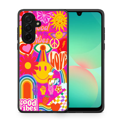 Θήκη Samsung Galaxy A26 5G Hippie Love από τη Smartfits με σχέδιο στο πίσω μέρος και μαύρο περίβλημα | Samsung Galaxy A26 5G Hippie Love case with colorful back and black bezels