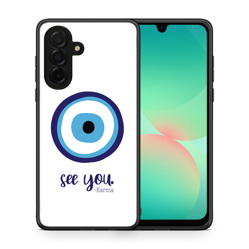 Θήκη Samsung Galaxy A26 5G Karma Says από τη Smartfits με σχέδιο στο πίσω μέρος και μαύρο περίβλημα | Samsung Galaxy A26 5G Karma Says case with colorful back and black bezels