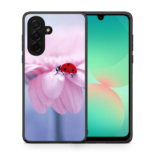 Θήκη Samsung Galaxy A26 5G Ladybug Flower από τη Smartfits με σχέδιο στο πίσω μέρος και μαύρο περίβλημα | Samsung Galaxy A26 5G Ladybug Flower case with colorful back and black bezels