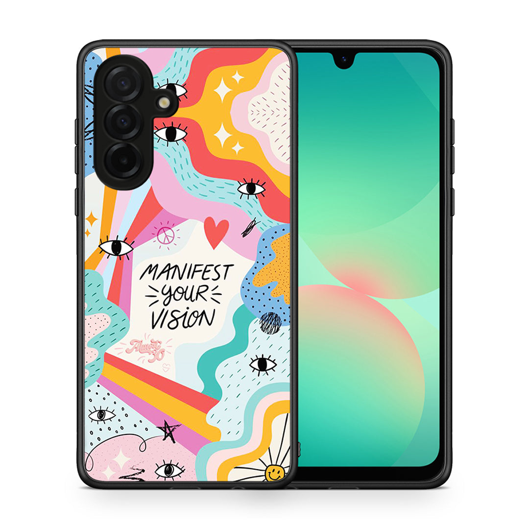 Θήκη Samsung Galaxy A26 5G Manifest Your Vision από τη Smartfits με σχέδιο στο πίσω μέρος και μαύρο περίβλημα | Samsung Galaxy A26 5G Manifest Your Vision case with colorful back and black bezels