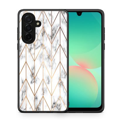 Θήκη Samsung Galaxy A26 5G Gold Geometric Marble από τη Smartfits με σχέδιο στο πίσω μέρος και μαύρο περίβλημα | Samsung Galaxy A26 5G Gold Geometric Marble case with colorful back and black bezels