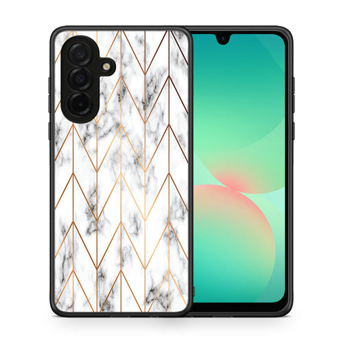Θήκη Samsung Galaxy A26 5G Gold Geometric Marble από τη Smartfits με σχέδιο στο πίσω μέρος και μαύρο περίβλημα | Samsung Galaxy A26 5G Gold Geometric Marble case with colorful back and black bezels