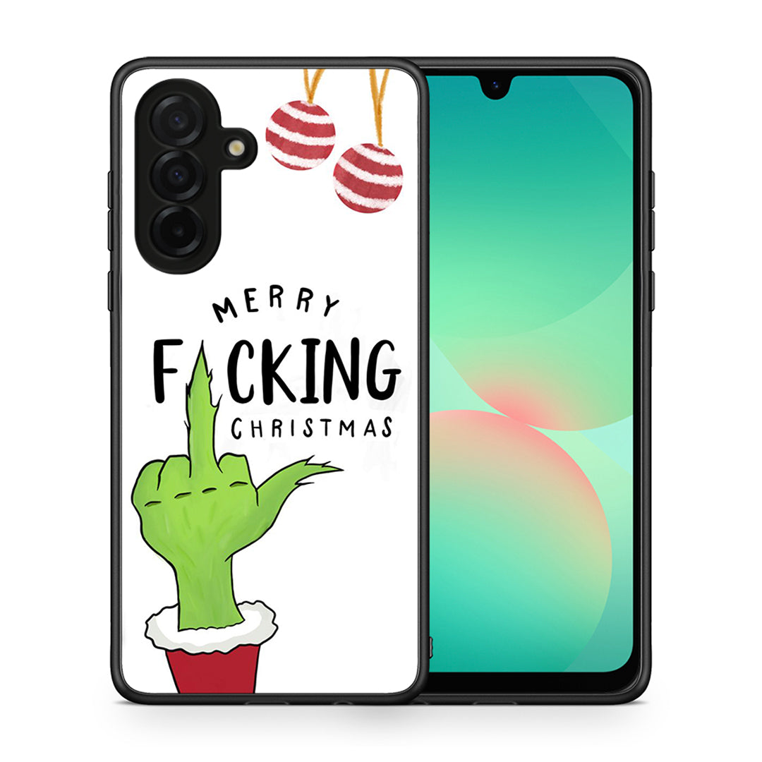 Θήκη Samsung Galaxy A26 5G Merry F Xmas από τη Smartfits με σχέδιο στο πίσω μέρος και μαύρο περίβλημα | Samsung Galaxy A26 5G Merry F Xmas case with colorful back and black bezels