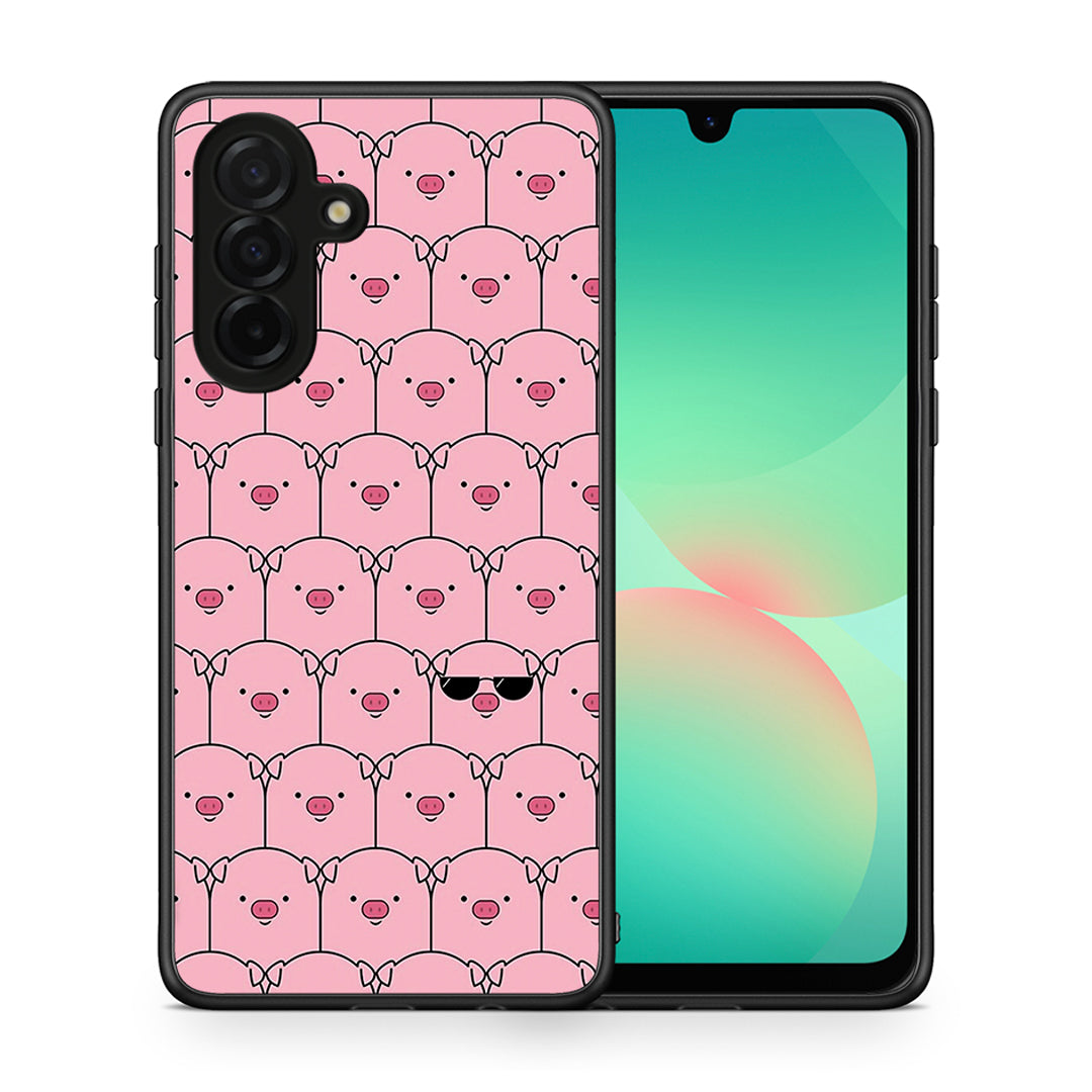 Θήκη Samsung Galaxy A26 5G Pig Glasses από τη Smartfits με σχέδιο στο πίσω μέρος και μαύρο περίβλημα | Samsung Galaxy A26 5G Pig Glasses case with colorful back and black bezels