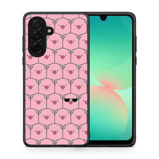 Θήκη Samsung Galaxy A26 5G Pig Glasses από τη Smartfits με σχέδιο στο πίσω μέρος και μαύρο περίβλημα | Samsung Galaxy A26 5G Pig Glasses case with colorful back and black bezels