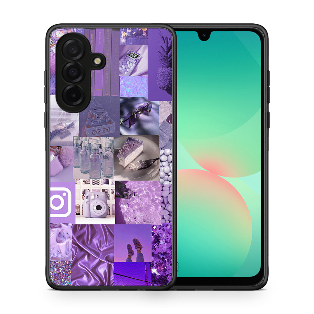 Θήκη Samsung Galaxy A26 5G Purple Aesthetic Collage από τη Smartfits με σχέδιο στο πίσω μέρος και μαύρο περίβλημα | Samsung Galaxy A26 5G Purple Aesthetic Collage case with colorful back and black bezels