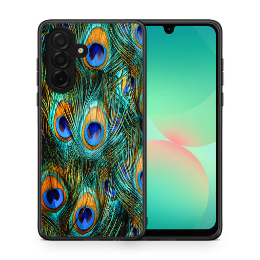 Θήκη Samsung Galaxy A26 5G Real Peacock Feathers από τη Smartfits με σχέδιο στο πίσω μέρος και μαύρο περίβλημα | Samsung Galaxy A26 5G Real Peacock Feathers case with colorful back and black bezels