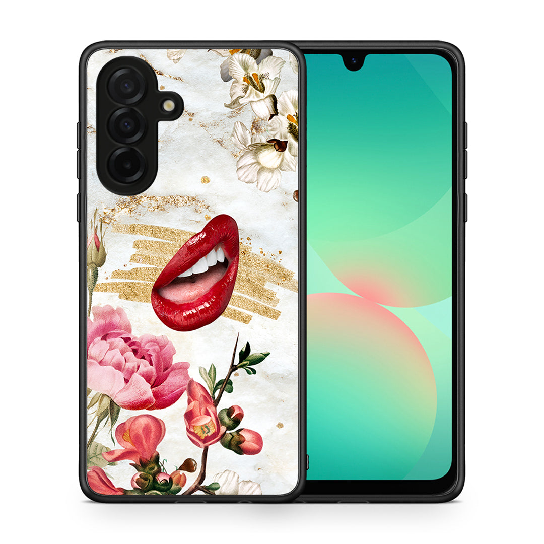 Θήκη Samsung Galaxy A26 5G Red Lips από τη Smartfits με σχέδιο στο πίσω μέρος και μαύρο περίβλημα | Samsung Galaxy A26 5G Red Lips case with colorful back and black bezels
