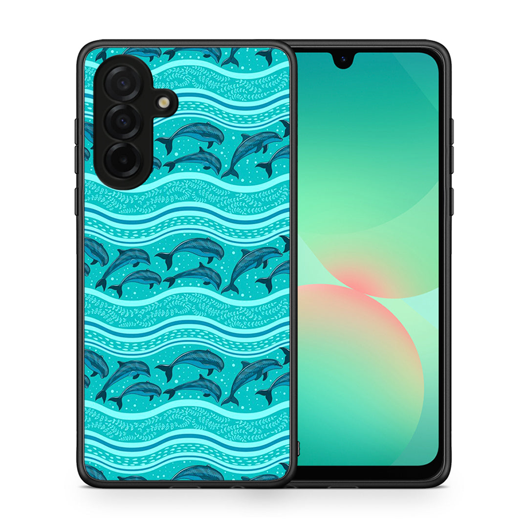 Θήκη Samsung Galaxy A26 5G Swimming Dolphins από τη Smartfits με σχέδιο στο πίσω μέρος και μαύρο περίβλημα | Samsung Galaxy A26 5G Swimming Dolphins case with colorful back and black bezels