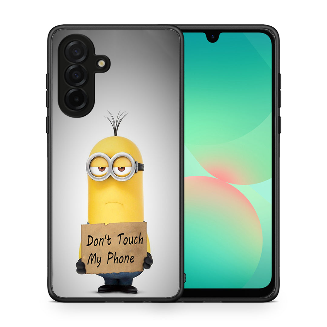 Θήκη Samsung Galaxy A26 5G Minion Text από τη Smartfits με σχέδιο στο πίσω μέρος και μαύρο περίβλημα | Samsung Galaxy A26 5G Minion Text case with colorful back and black bezels