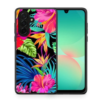 Θήκη Samsung Galaxy A26 5G Tropical Flowers από τη Smartfits με σχέδιο στο πίσω μέρος και μαύρο περίβλημα | Samsung Galaxy A26 5G Tropical Flowers case with colorful back and black bezels