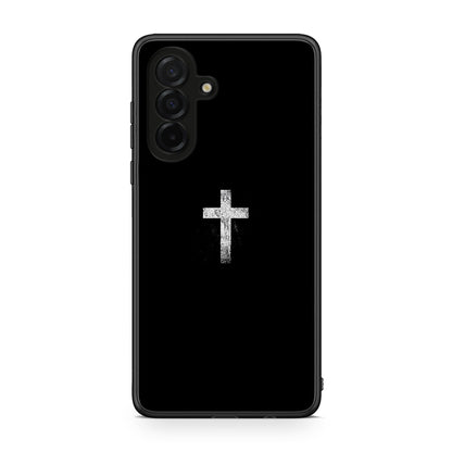 Samsung Galaxy A26 5G White Cross θήκη από τη Smartfits με σχέδιο στο πίσω μέρος και μαύρο περίβλημα | Smartphone case with colorful back and black bezels by Smartfits