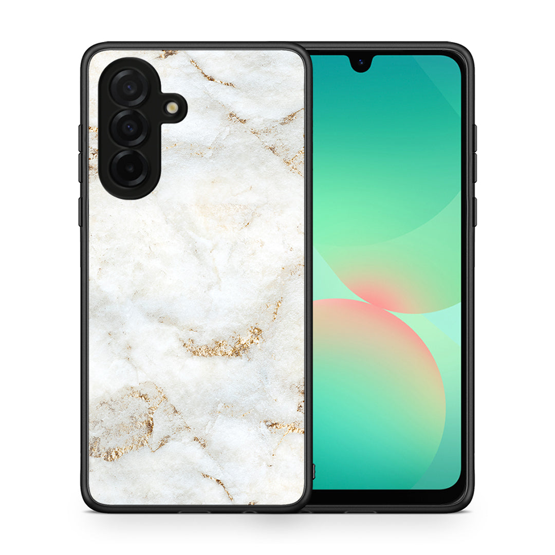 Θήκη Samsung Galaxy A26 5G White Gold Marble από τη Smartfits με σχέδιο στο πίσω μέρος και μαύρο περίβλημα | Samsung Galaxy A26 5G White Gold Marble case with colorful back and black bezels